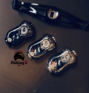 Núm tay quay máy câu hợp kim mạ titanium khắc hoa văn. reel handle knob Titanium Alloy spinning / casting