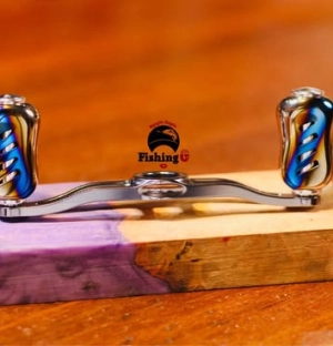 tay quay 100mm núm titan gắn máy câu cá 