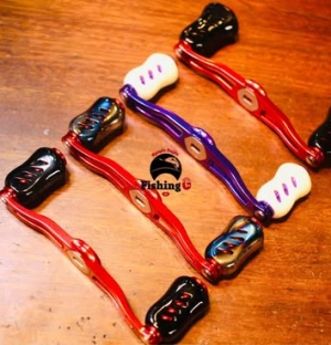 tay quay 100mm núm titan gắn máy câu cá 