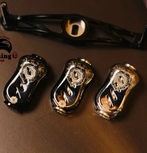 Núm tay quay máy câu hợp kim mạ titanium khắc hoa văn. reel handle knob Titanium Alloy spinning / casting