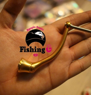 Tay quay vàng  độ máy câu FREAMS , EXCELER ( đời cũ )  núm mạt chược , núm nựa ABS