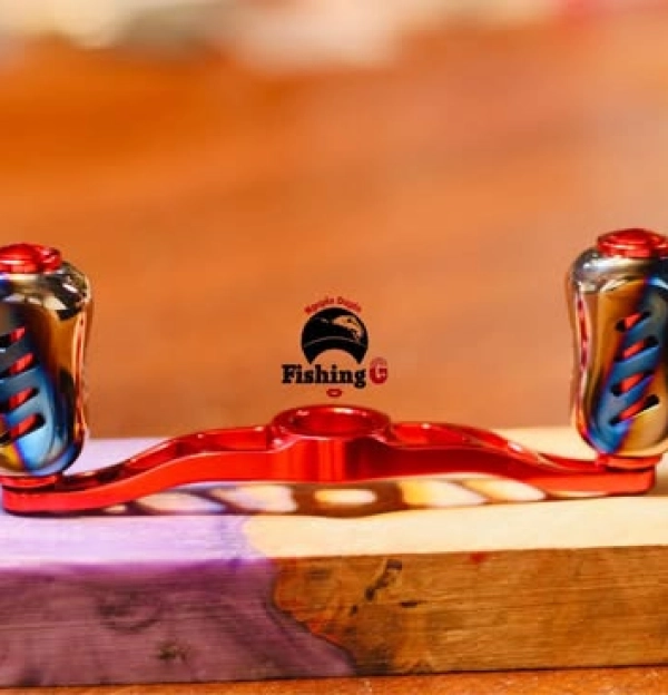 tay quay 90mm núm titan gắn máy câu cá 
