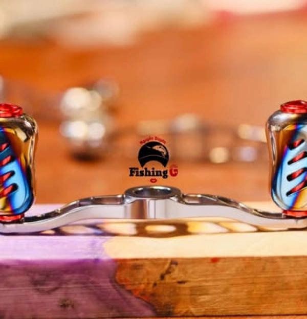 tay quay 90mm núm titan gắn máy câu cá 
