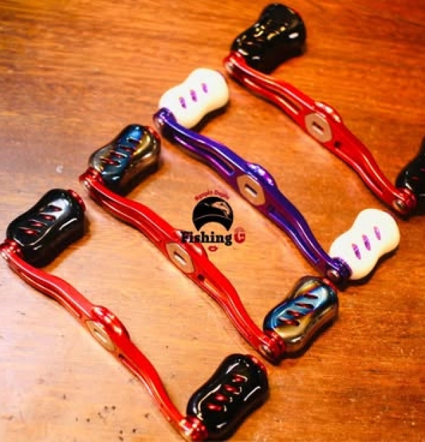 tay quay 100mm núm titan gắn máy câu cá 