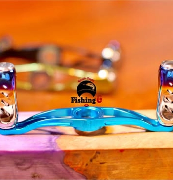 tay quay 90mm núm titan gắn máy câu cá 