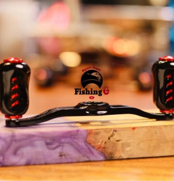 tay quay 100mm núm titan gắn máy câu cá 