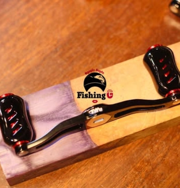 tay quay 100mm núm titan gắn máy câu cá 